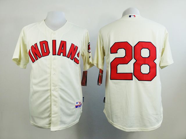 Men Cleveland Indians #28 Kluber Cream MLB Jerseys